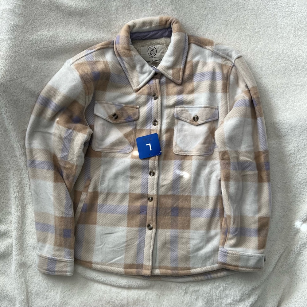 Sage Plaid Button-Up Jacket